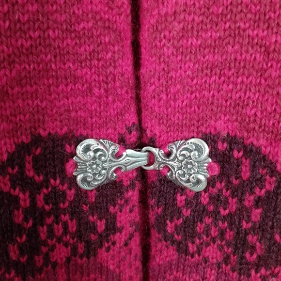 Nordic-Style Wool Sweater Vest with Metal Closures Pink Size L - Picture 5 of 7